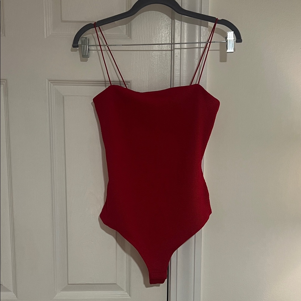 Textured Red Bodysuit